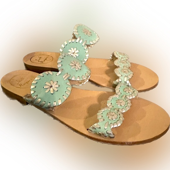 Jack Rogers Aqua/Turquoise/Blue/Green double strap leather sandal.  Very Cute! - Picture 3 of 4